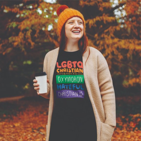 LGBTQ CHRISTIAN WOMEN T-SHIRT *  BEAUTIFUL CHRISTIAN LOVE T-SHIRT - Picture 3 of 6